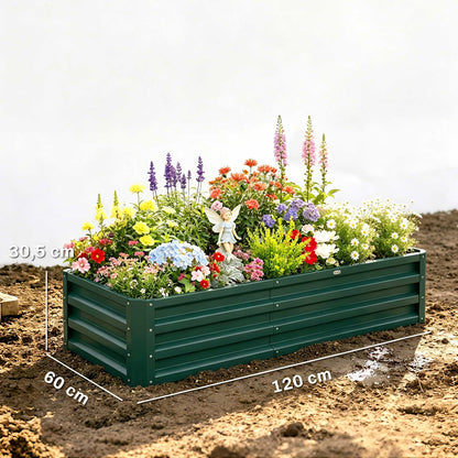 Outsunny Jardinera Elevada Rectangular De Acero Galvanizado 120x60x30,5 Cm Verde_2