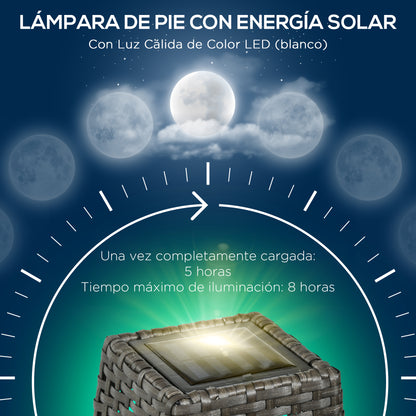 Outsunny Lámpara Solar De Jardín De Ratán Sintético Con Luces Led 21x21x78 Cm_4