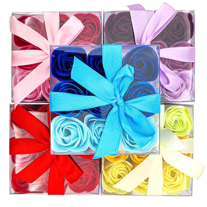 Pack 5 Cajas 9 Rosas De Jabón (azul) - Flores Con Pétalos De Jabón Perfumados - Regalo Original Para Días Especiales_3