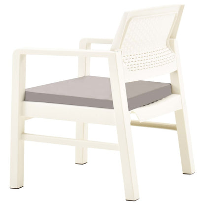 Vidaxl Set De Muebles De Jardín 3 Piezas Con Cojines Plástico Blanco_5