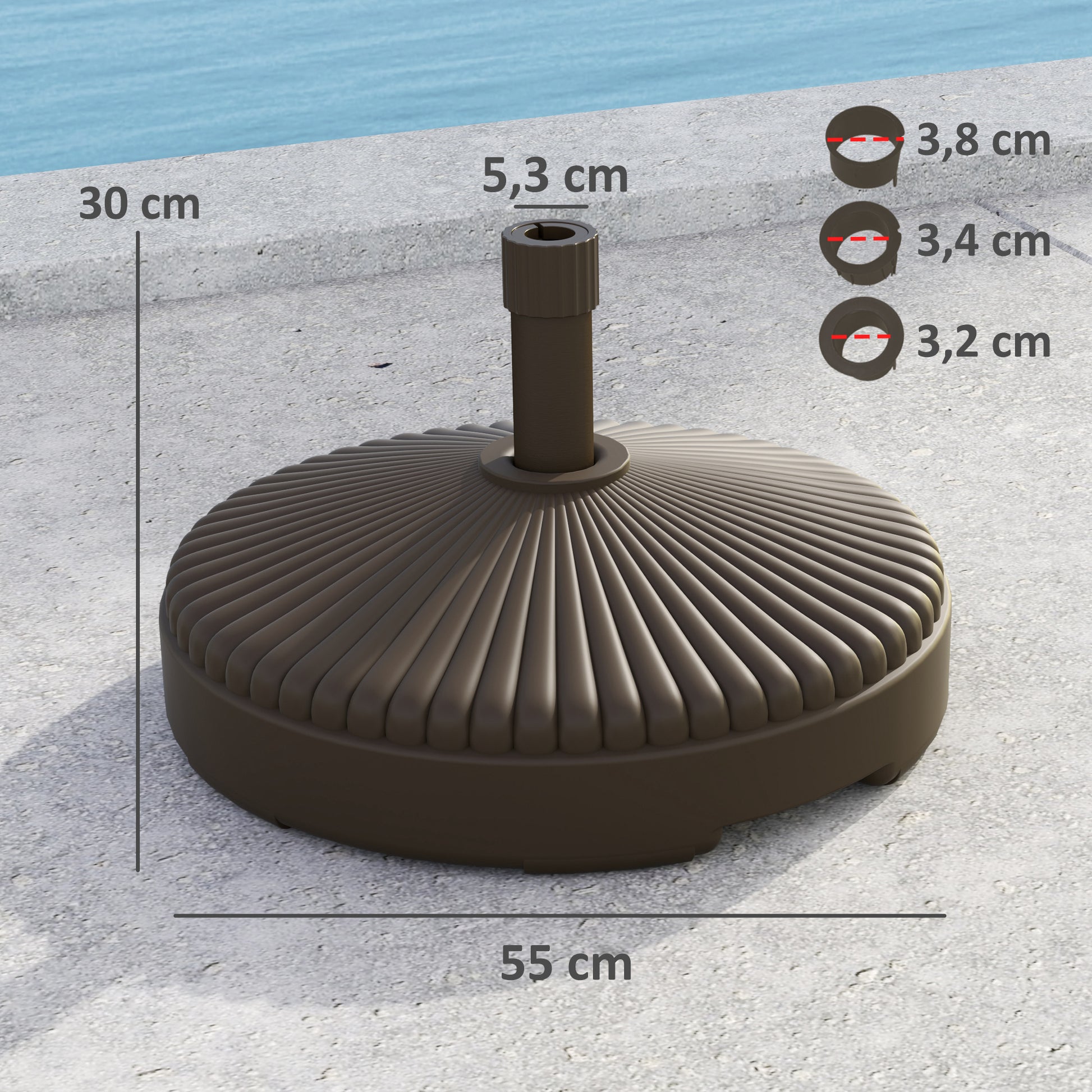 Outsunny Base Para Sombrilla Redonda Rellenable Con Agua 23l O Arena 28kg Marrón_2