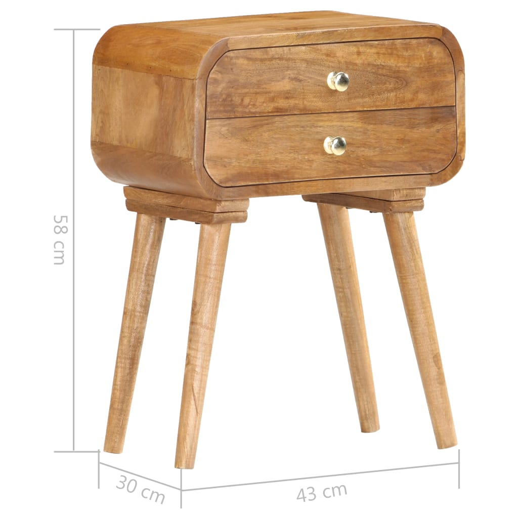 Mesita De Noche De Madera Maciza De Mango 43x30x58 Cm_4