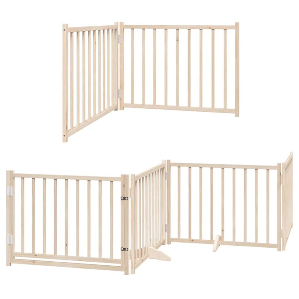 Vidaxl Puerta Para Perros Plegable 8 Paneles Madera De Álamo 640 Cm_0