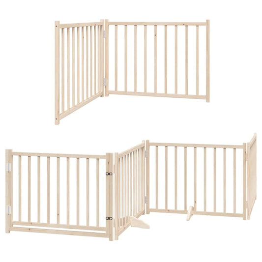 Vidaxl Puerta Para Perros Plegable 8 Paneles Madera De Álamo 640 Cm_0