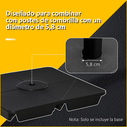 Outsunny Base Sombrilla 4 Piezas Rellenable Arena 80 Kg Para Jardín 89x89x11 Cm_5