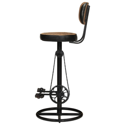 Taburetes Cocina 2 Uds Piel Cabra Estampado Lona Marrón Negro_2