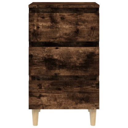 Mesita De Noche Patas Madera Maciza Roble Ahumado 40x35x69 Cm_3