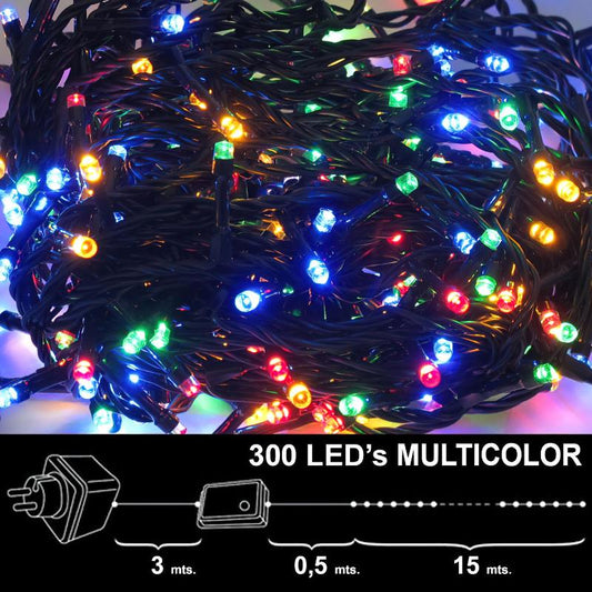 Luces Navidad 300 Leds Luz Multicolores Interior / Exterior (ip44)_0