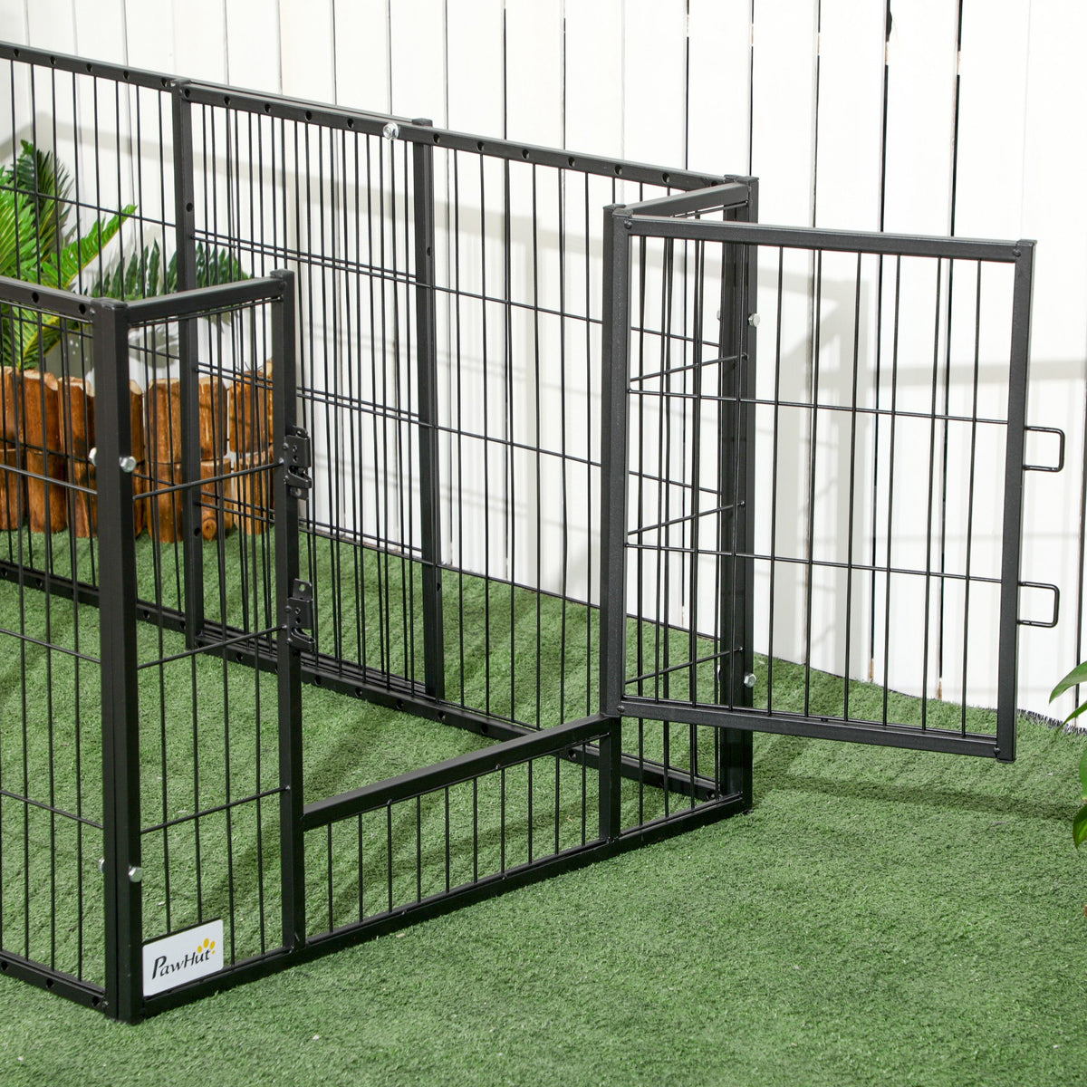 Pawhut Parque Para Perros De 6 Paneles Ancho Ajustable 82,5-150x79x61 Cm Negro_4