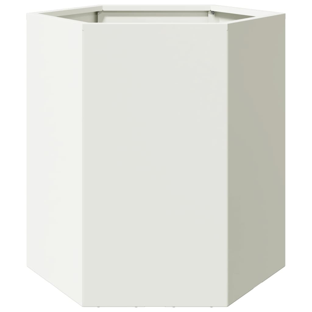Jardinera Hexagonal Acero Blanco 46x40x45 Cm_0