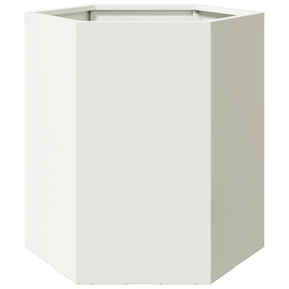 Jardinera Hexagonal Acero Blanco 46x40x45 Cm_0