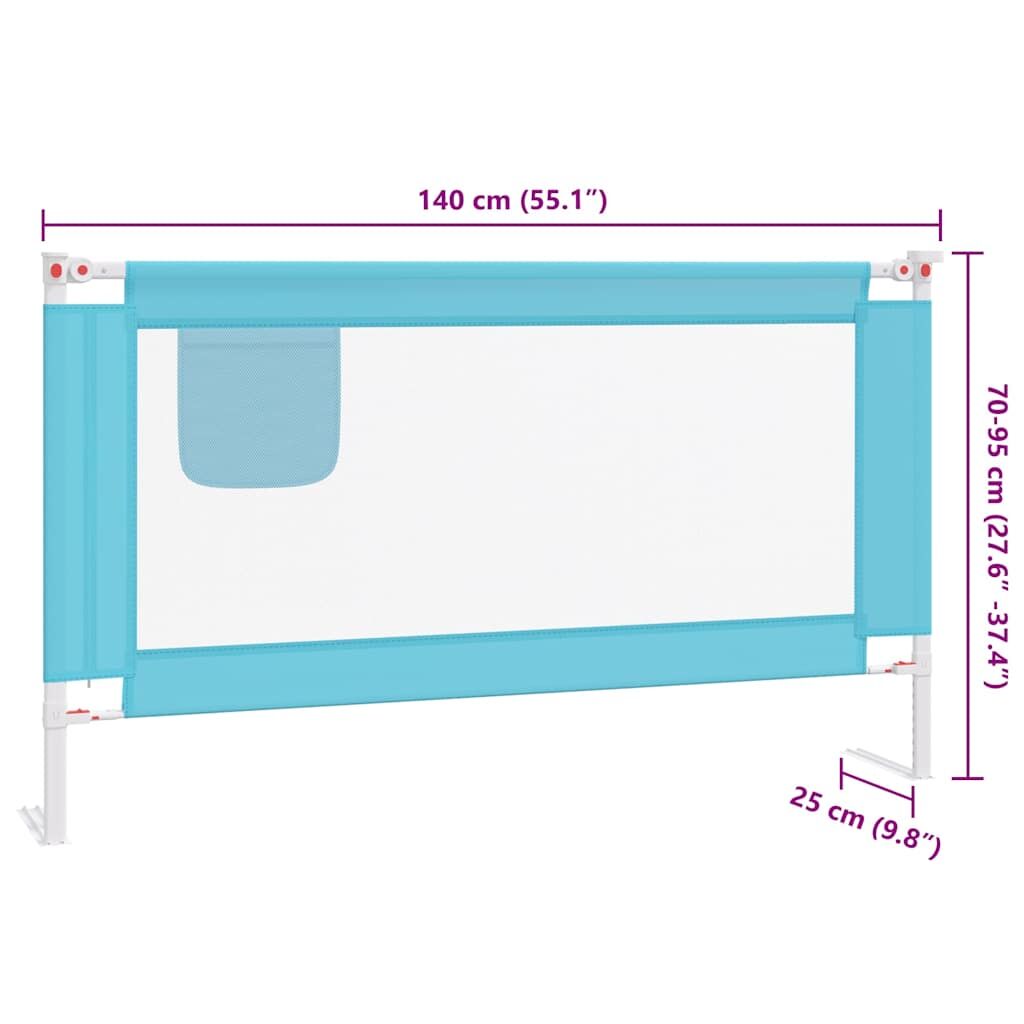 Vidaxl Barandilla De Seguridad Cama De Niño Azul Tela 140x25 Cm_2