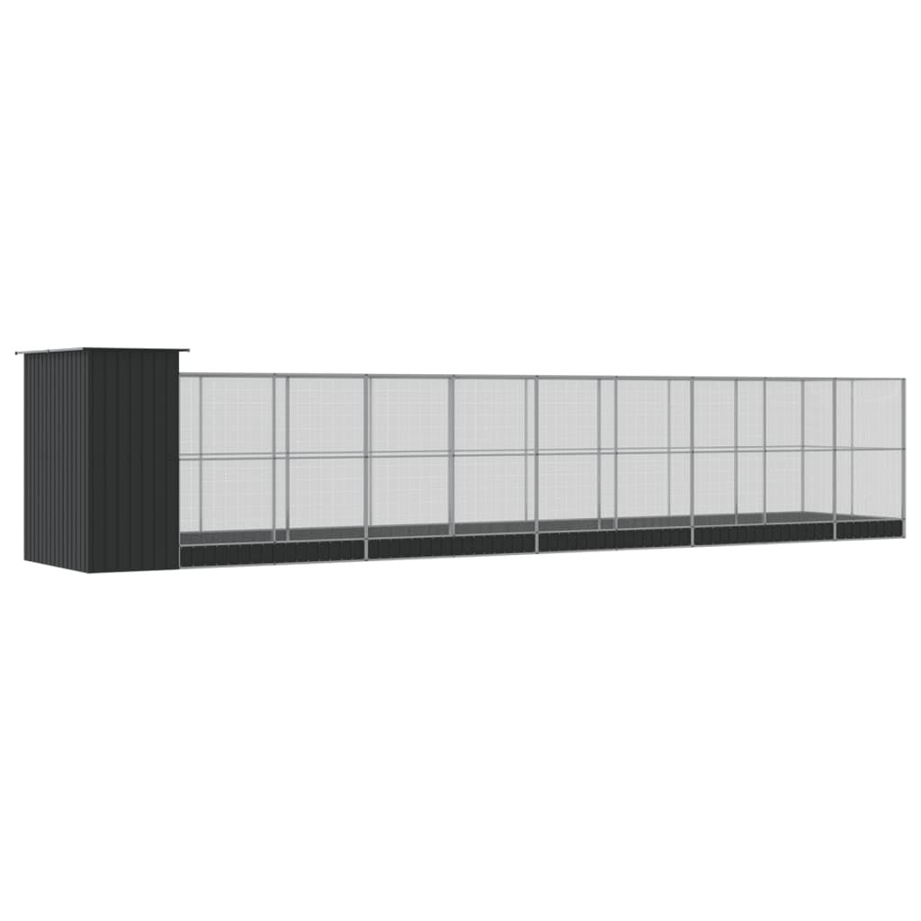 Vidaxl Pajarera Con Extensión Acero Plateado 1037x203x216 Cm_4