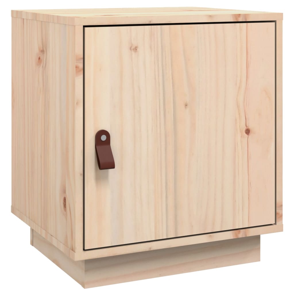 Mesita De Noche Madera Maciza De Pino 40x34x45 Cm_0