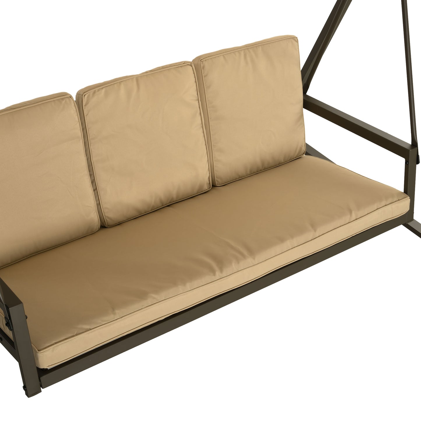 Outsunny Columpio De Jardín De 3 Plazas Con Toldo Ajustable 200x125x175 Cm Beige_3