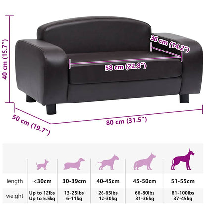 Vidaxl Sofá Para Perros Cuero Sintético Marrón 80x50x40 Cm_2