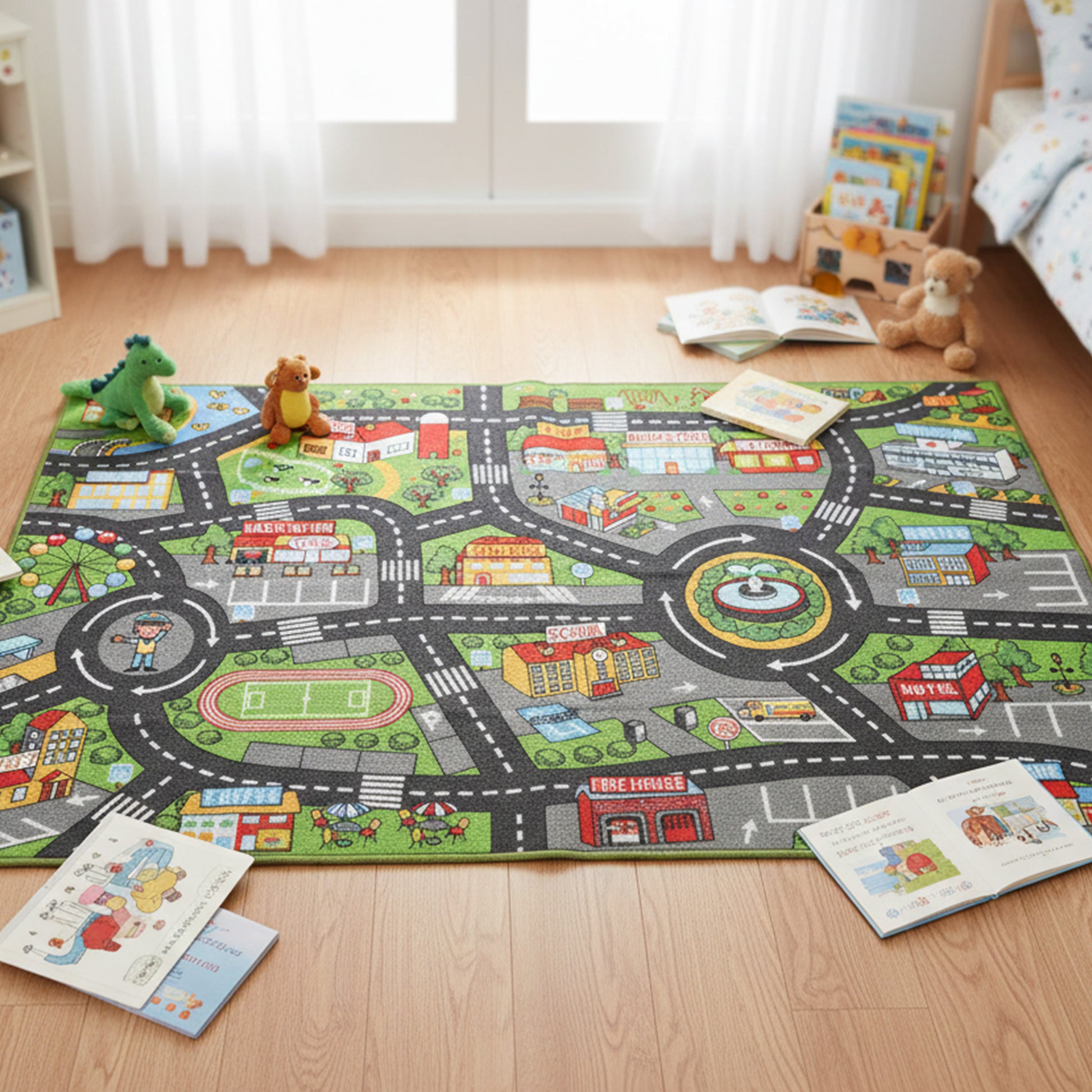 Aiyaplay Alfombra Infantil Carretera De Ciudad 160x100 Cm Antideslizante_1