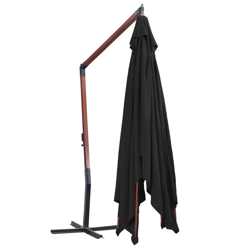 Vidaxl Sombrilla De Jardín Colgante Con Palo De Madera Negro 4x3 M_3