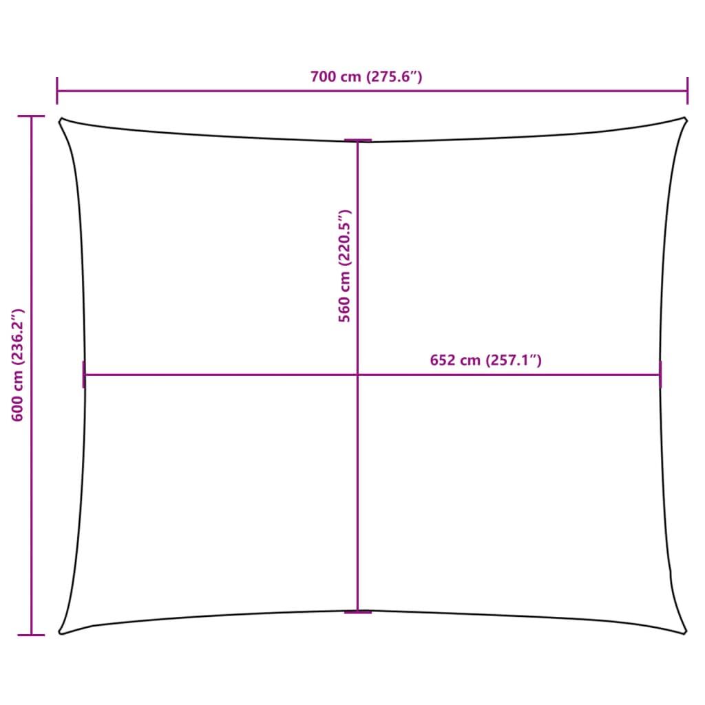 Vidaxl Toldo De Vela Rectangular Tela Oxford Marrón 6x7 M_2