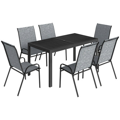 Outsunny Conjunto De Mesa Y Sillas Jardín De 7 Piezas Con Sillas Transpirables_0