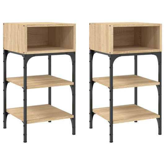 Mesita Noche 2 Uds Madera Ingeniería Roble Sonoma 35x34,5x70 Cm_0