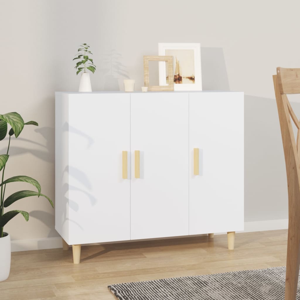 Aparador De Madera De Ingeniería Blanco 90x34x80 Cm / Vetonek_0