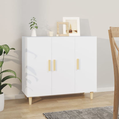 Aparador De Madera De Ingeniería Blanco 90x34x80 Cm / Vetonek_0