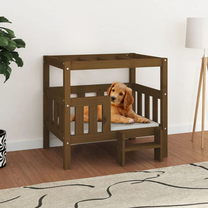 Vidaxl Cama Para Perros Madera Maciza Pino Marrón Miel 75,5x63,5x70 Cm_1