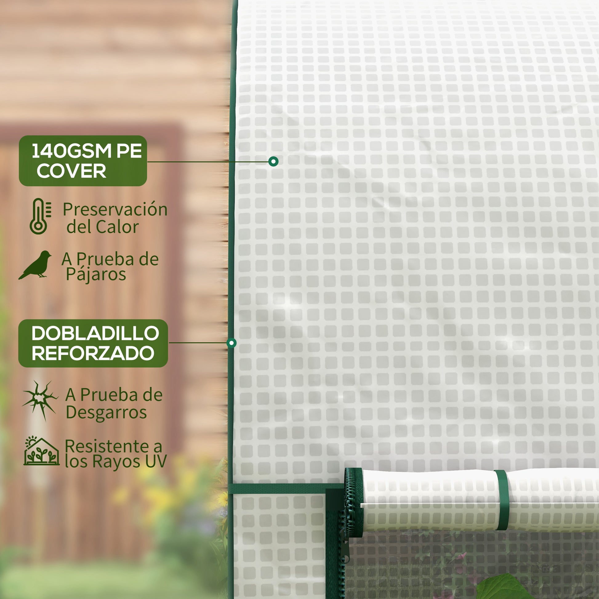 Outsunny Invernadero Pequeño Con 2 Puerta Con Cremallera 200x100x178 Cm Blanco_4