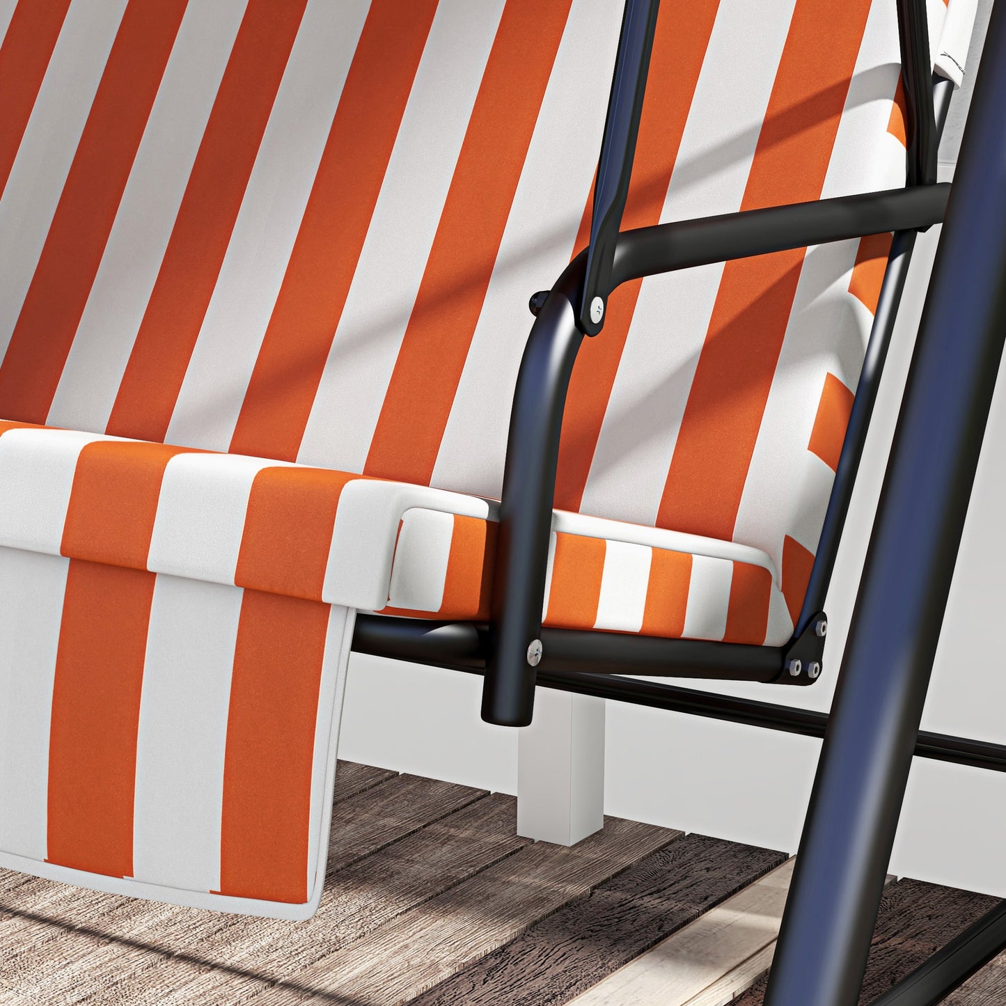 Outsunny Columpio De Jardín De 3 Plazas Techo Ajustable 172x110x153 Cm Naranja_4