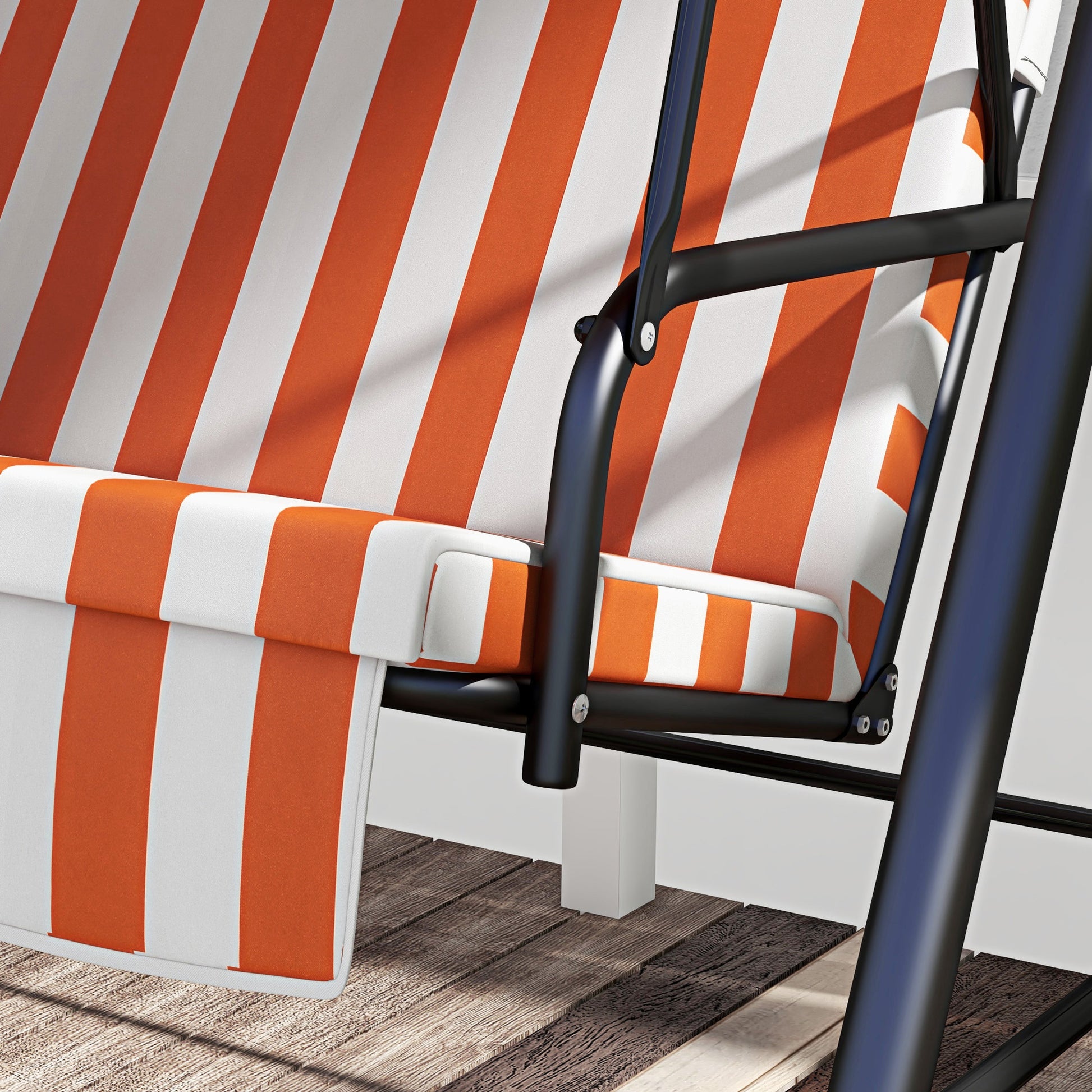 Outsunny Columpio De Jardín De 3 Plazas Techo Ajustable 172x110x153 Cm Naranja_4