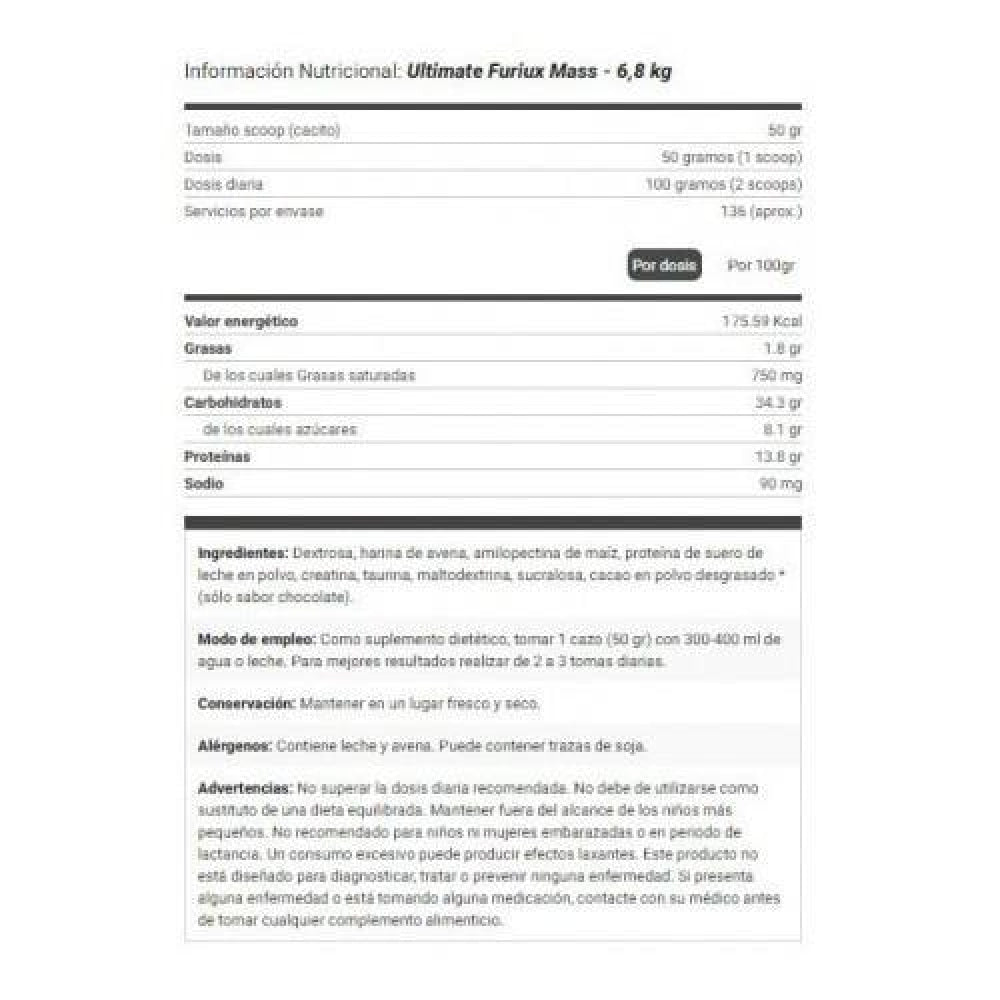 Furiux Mass 6.8 Kg Vainilla - Canela