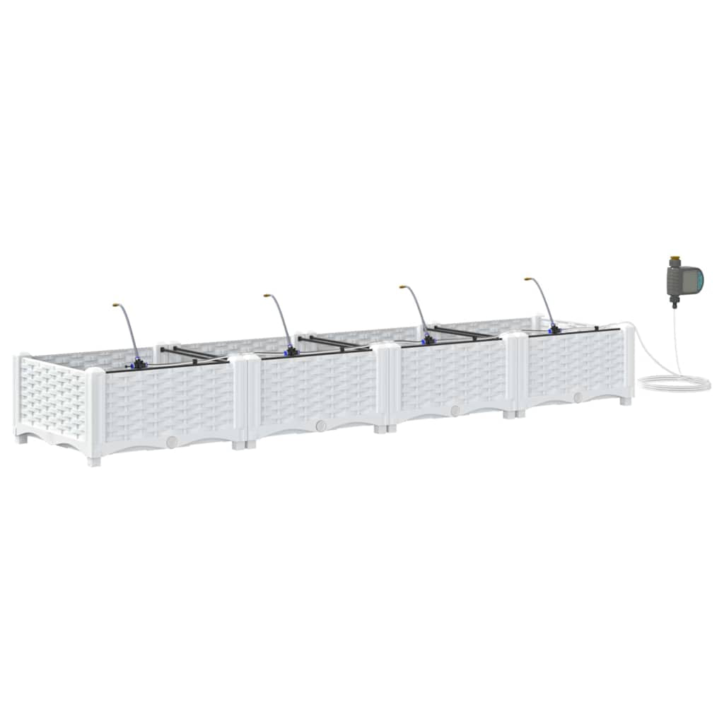 Vidaxl Jardineras Blanco 160 X 40 X 22 Cm Acero_0