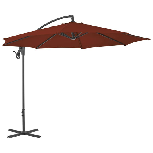 Vidaxl Sombrilla De Jardín Voladiza Con Palo De Acero Terracota 300 Cm_0