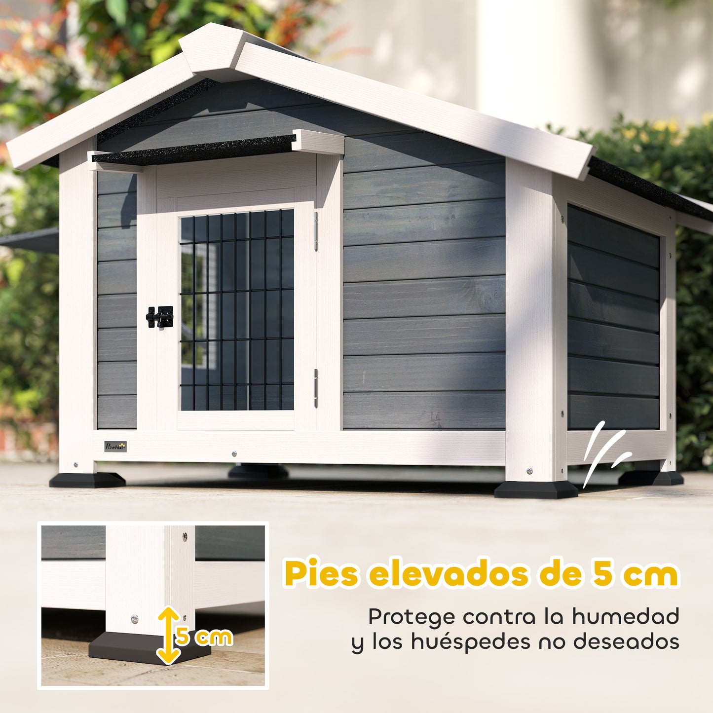 Pawhut Caseta Para Perros Exterior De Madera Con Techo Asfático Suelo Extraíble_5