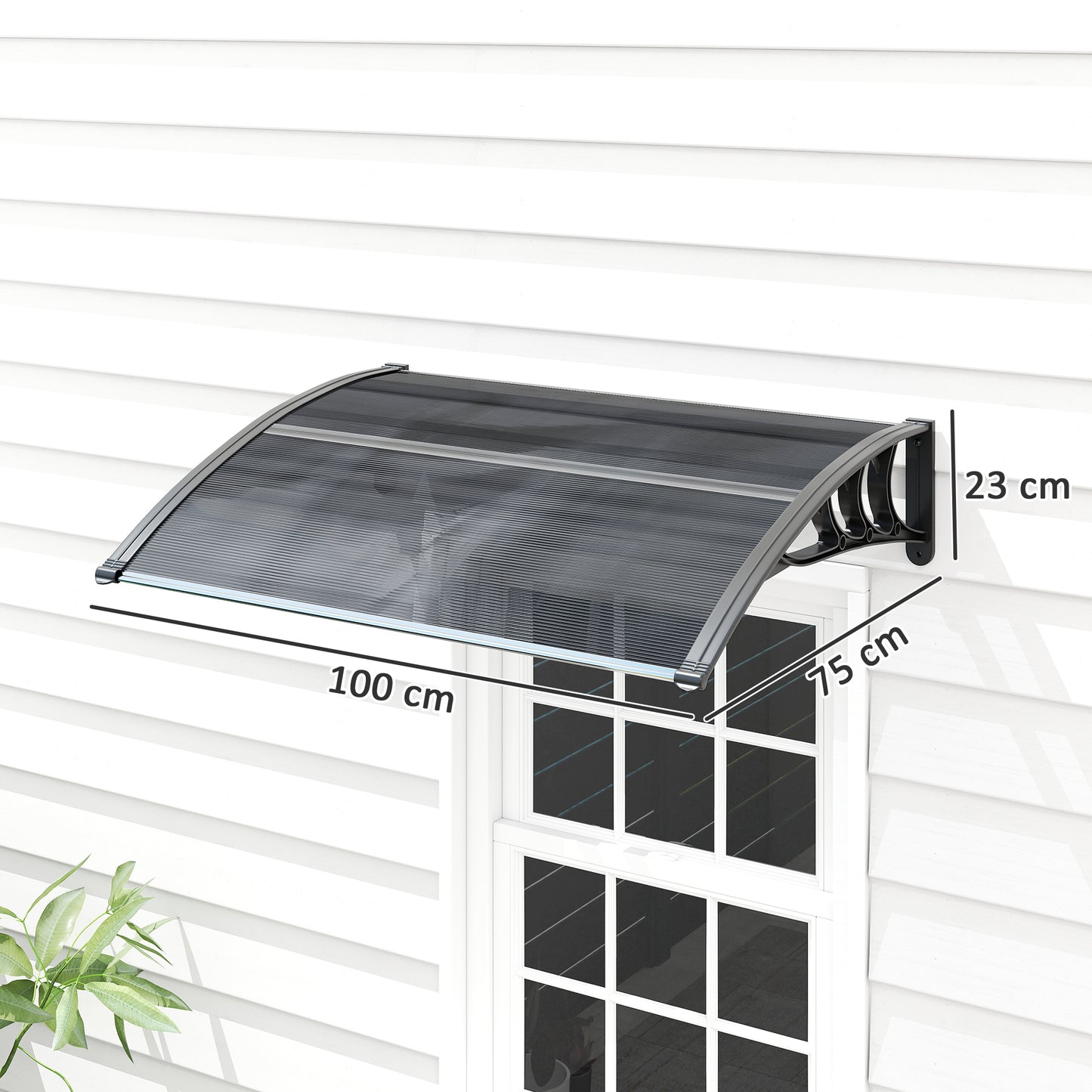 Outsunny Marquesina Exterior Para Puertas Y Ventanas 100x75 Cm Negro_2