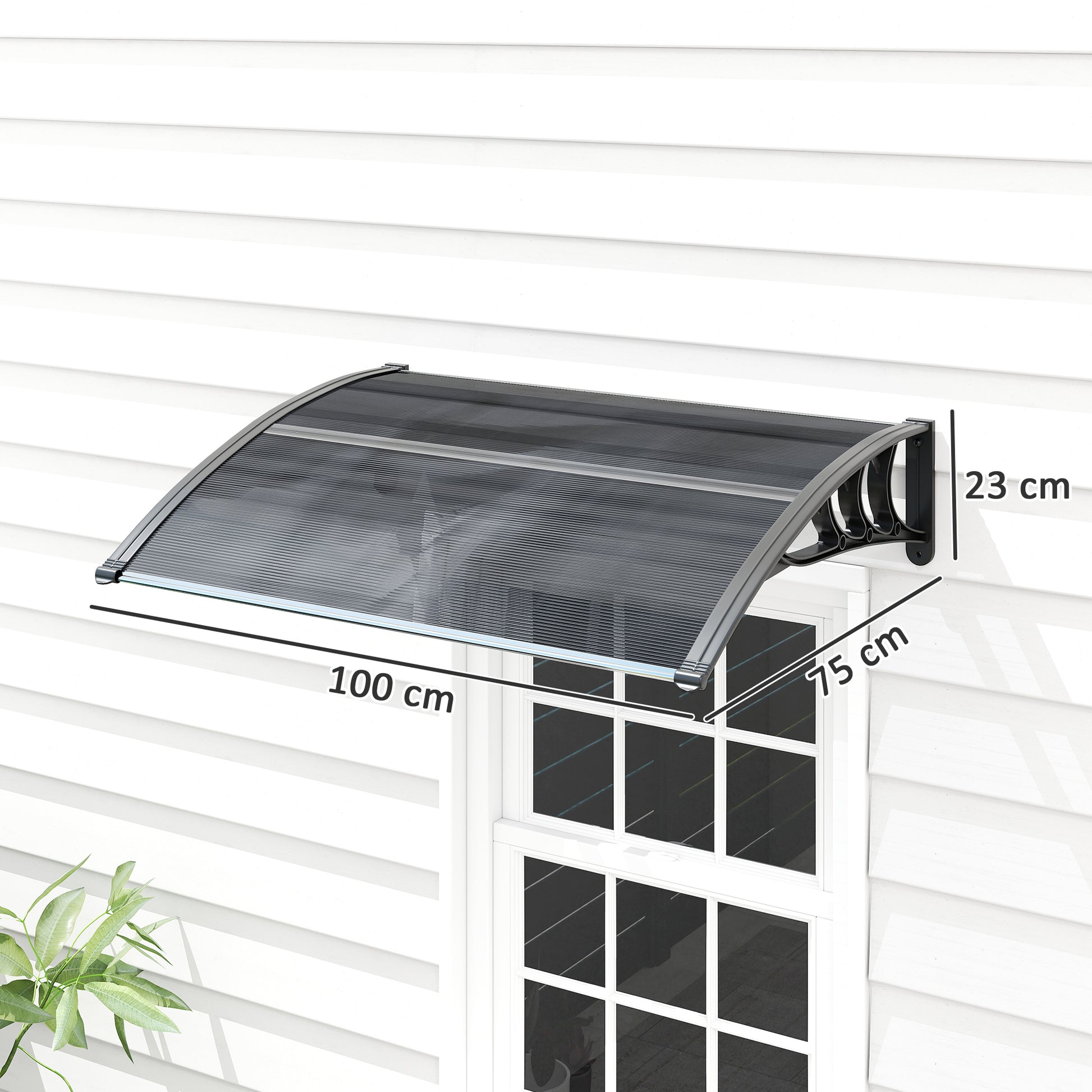 Outsunny Marquesina Exterior Para Puertas Y Ventanas 100x75 Cm Negro_2