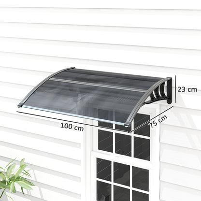 Outsunny Marquesina Exterior Para Puertas Y Ventanas 100x75 Cm Negro_2