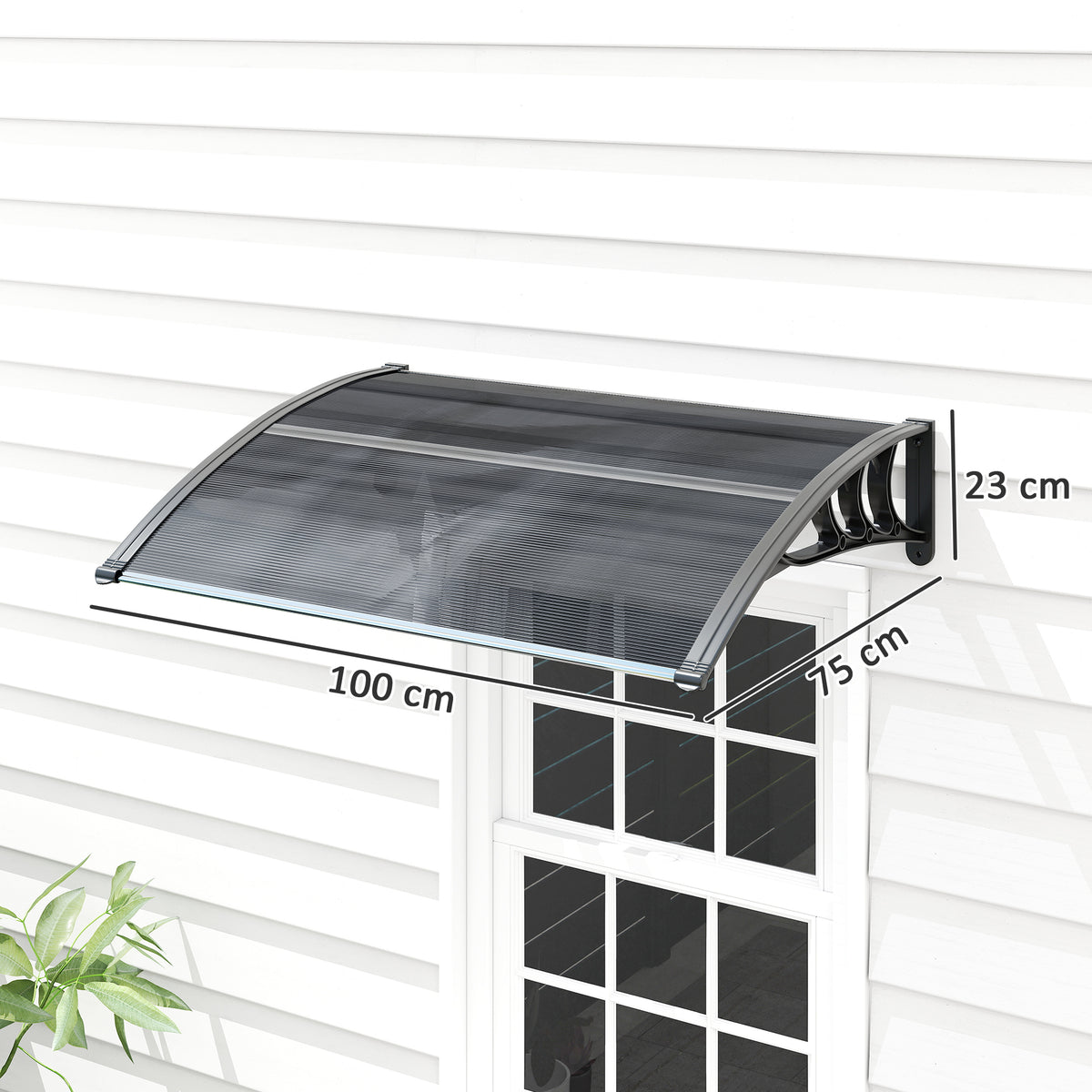 Outsunny Marquesina Exterior Para Puertas Y Ventanas 100x75 Cm Negro_2
