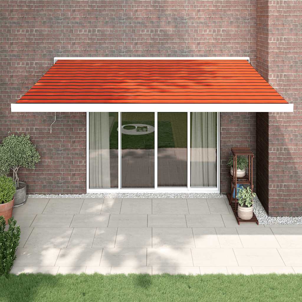 Toldo Retráctil Aluminio Y Tela Naranja Y Marrón 4x3 M_1