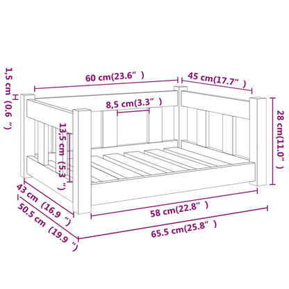 Cama Para Perros Madera Maciza De Pino Negro 65,5x50,5x28 Cm / Vetonek_1