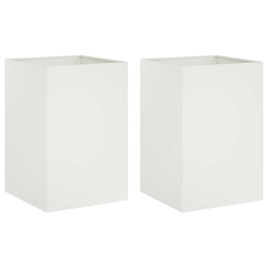 Macetero De Jardín 2 Uds. Blanco 50 X 50 X 75 Cm_0