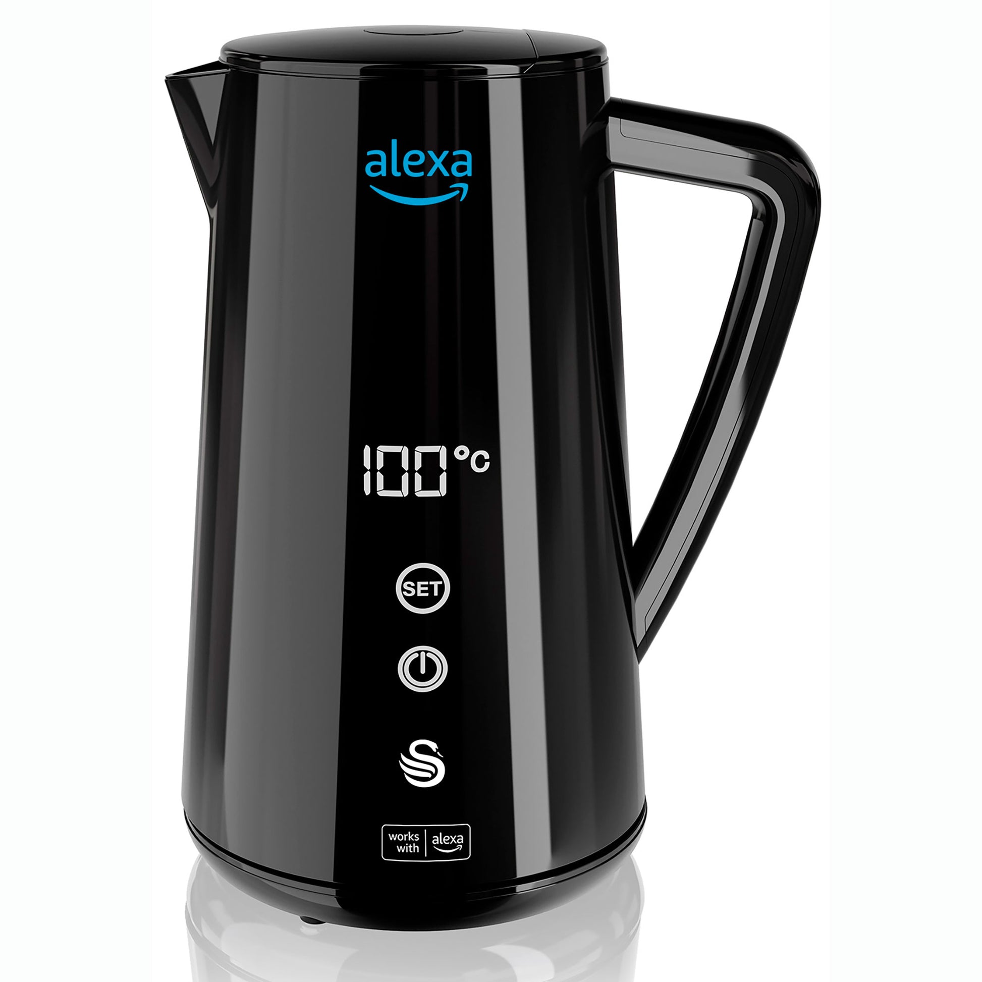 Swan Alexa Hervidor Agua Eléctrico Inteligente Wifi Smart Kettle 1,5l Inalámbrico Control Táctil Led, Sk14650blkneu_1