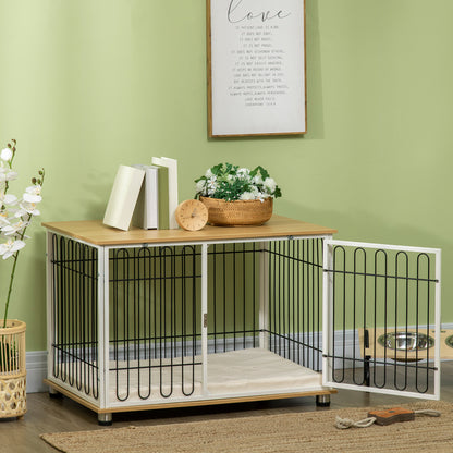 Pawhut Jaula Para Perros Interior En Casa 90x58x62,5 Cm Superficie Mesa Auxiliar_4