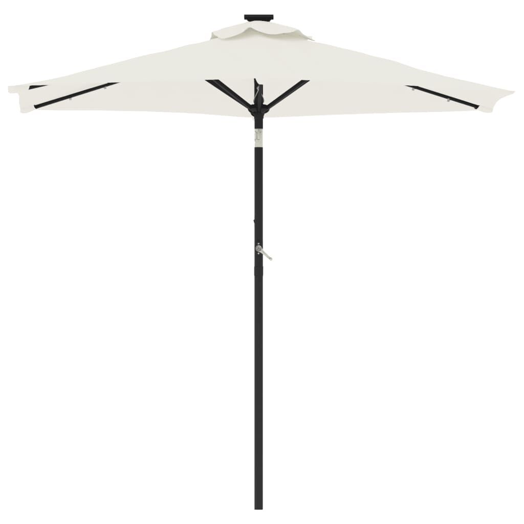 Vidaxl Sombrilla Jardín Con Luces Led Poste Acero Blanca 225x225x212cm_3