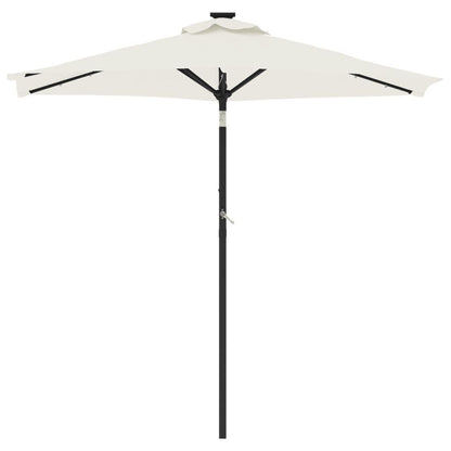 Vidaxl Sombrilla Jardín Con Luces Led Poste Acero Blanca 225x225x212cm_3