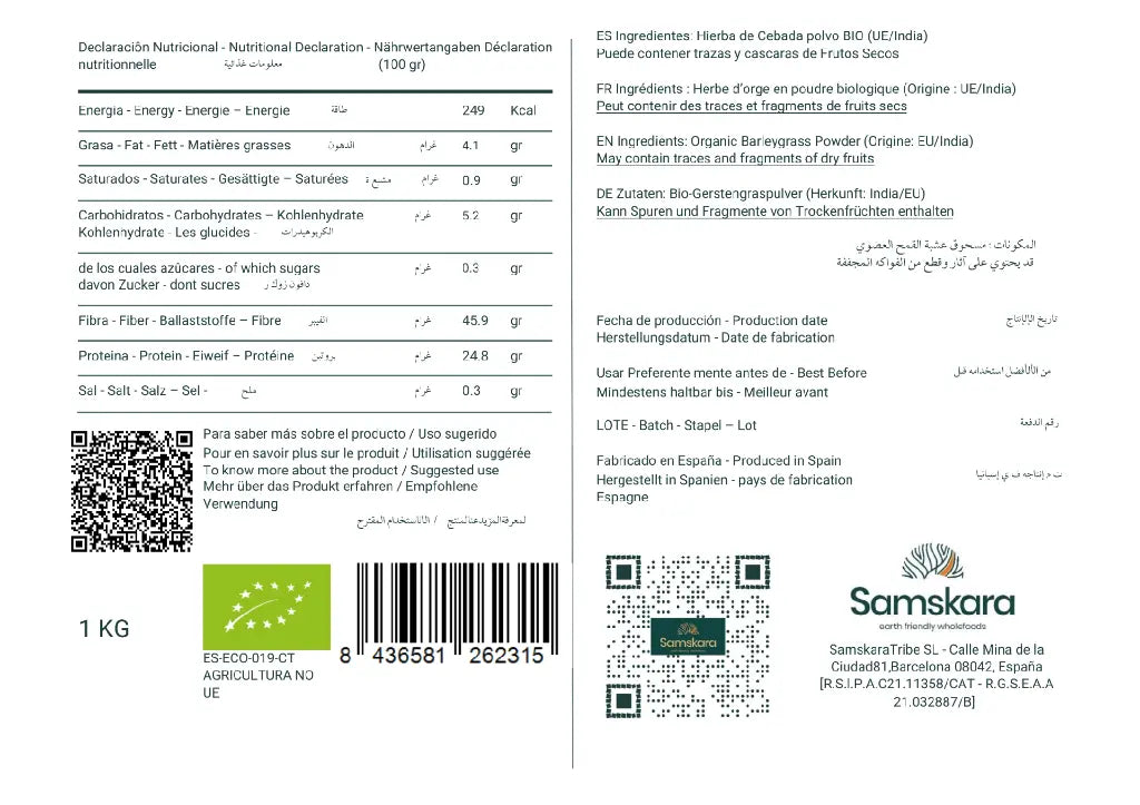 Hierba De Cebada En Polvo Bio - 250g_1