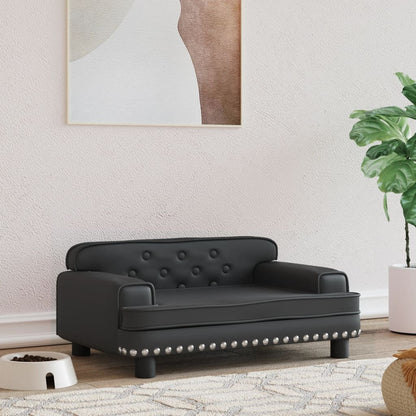 Cama Para Perros De Cuero Sintético Negra 70x45x30 Cm / Vetonek_3