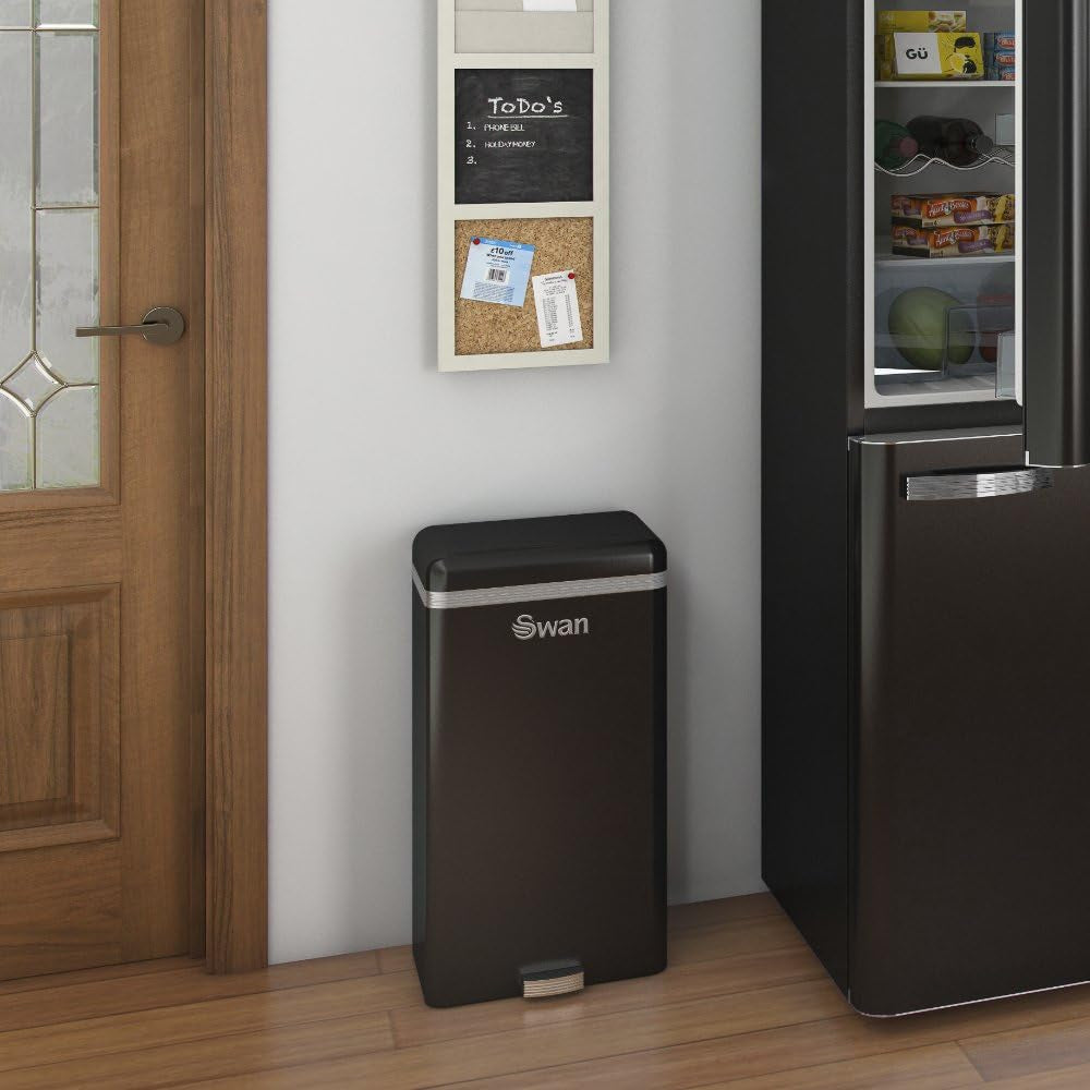 Swan Cubo De Basura Cocina Automático, Sensor De Movimiento, 45l, Metálico, Papelera Reciclaje, Swka4500bneu, Negro_2