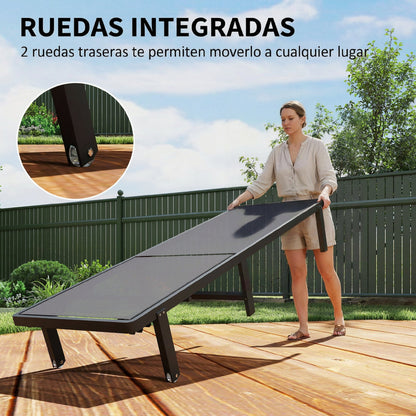 Outsunny Set De 2 Tumbonas De Jardín Exterior Reclinables Con Ruedas Gris Oscuro_5